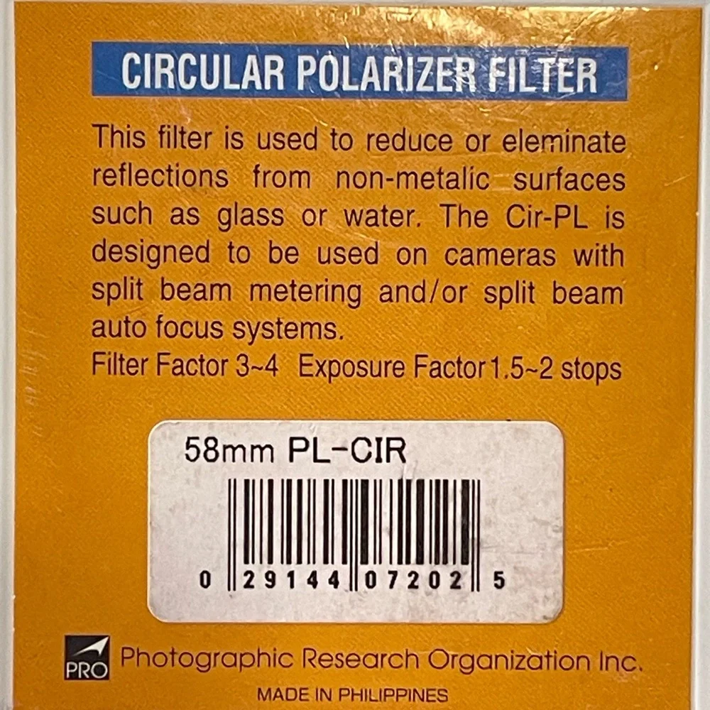 NEW PROMASTER 58mm CIRCULAR POLARIZING FILTER